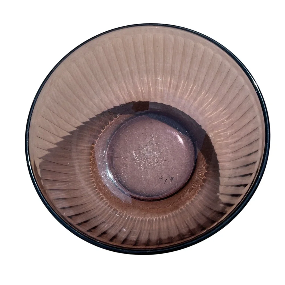 Vintage Pyrex‎ Amber Brown Ribbed Glass Bowl Vase Mid-Century Modern
